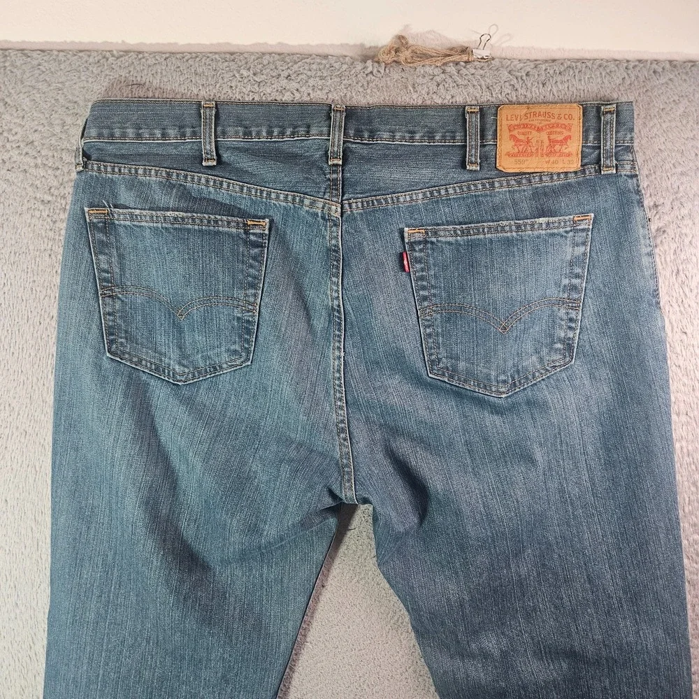 Levi's 559 Jeans Men 40 x 32 Zip Fly Blue Relaxed‎ Straight Leg Blue